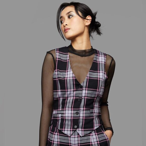 Black Friday Myrtle‎ Tartan Vest size 10 Purple NWT - Picture 1 of 7